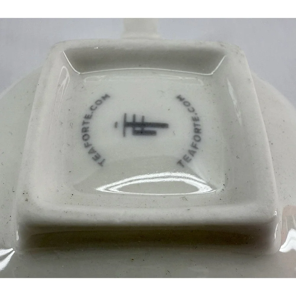 Tea Forté Cup & Saucer‎ Set 2 – White Porcelain Contemporary Square Design NWOB